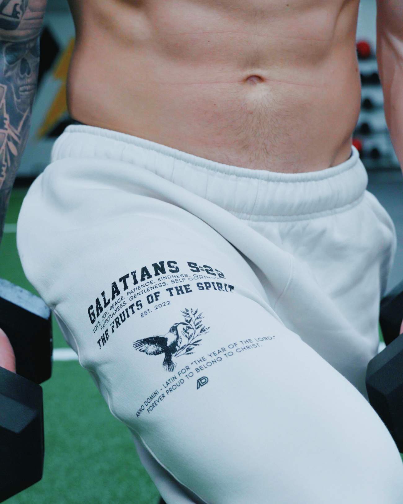 Galatians 5:22 Oversized Sweatpants - Bone