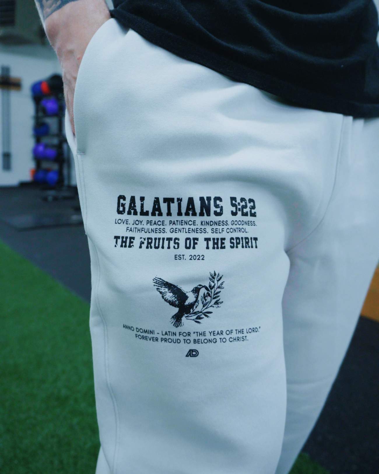 Galatians 5:22 Oversized Sweatpants - Bone