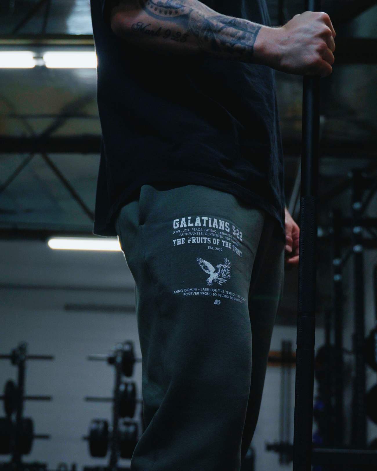 Galatians 5:22 Oversized Sweatpants - Olive