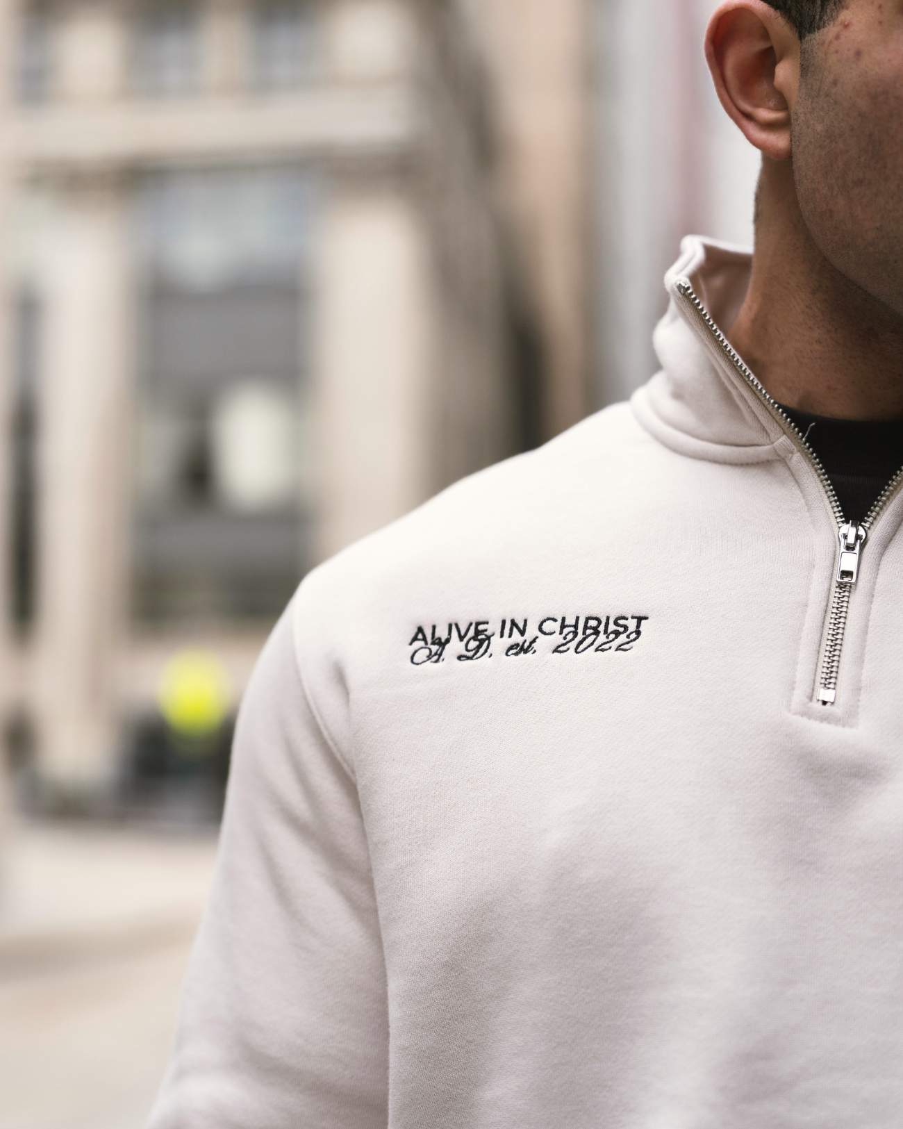 Alive In Christ Quarter Zip - Bone