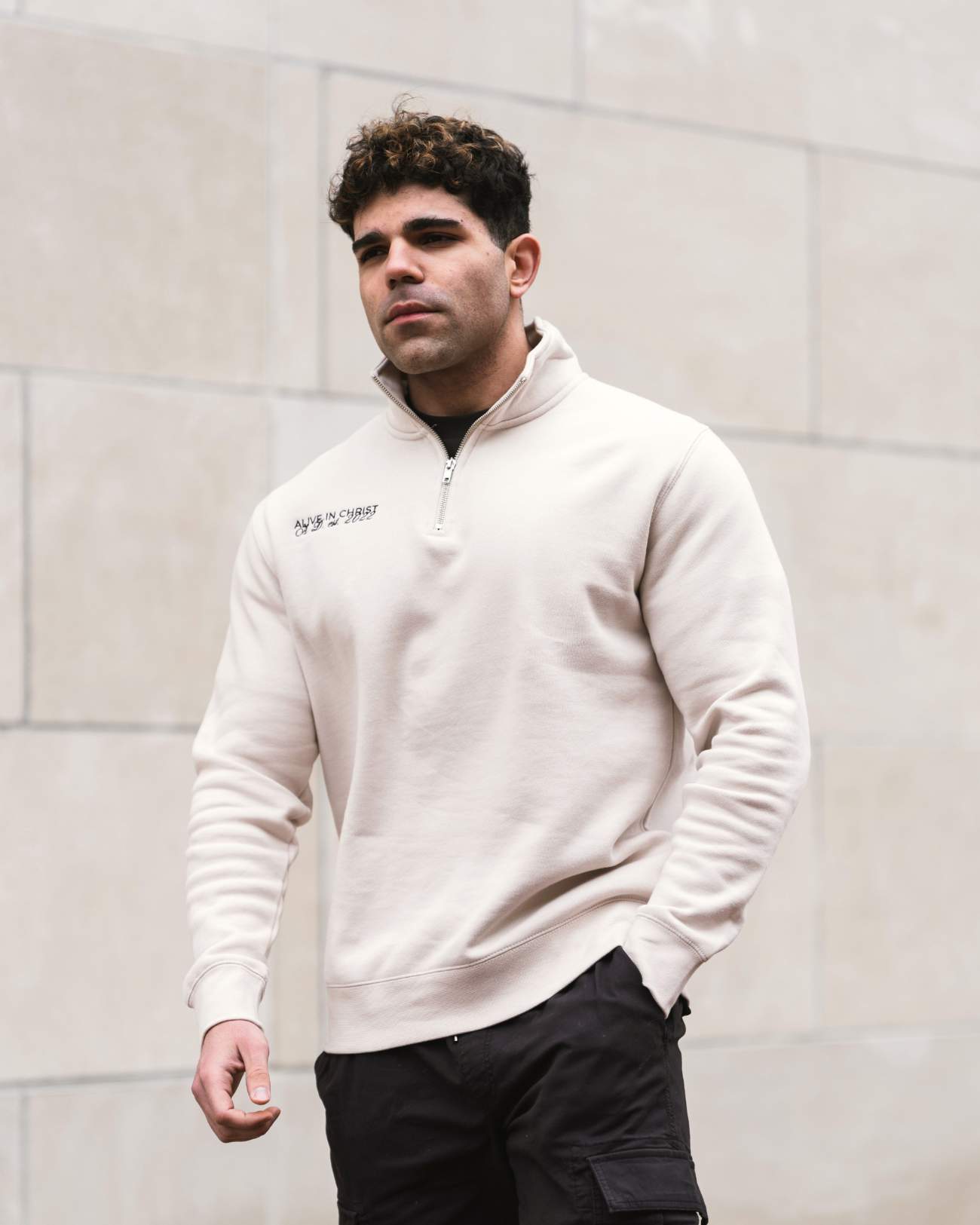 Alive In Christ Quarter Zip - Bone