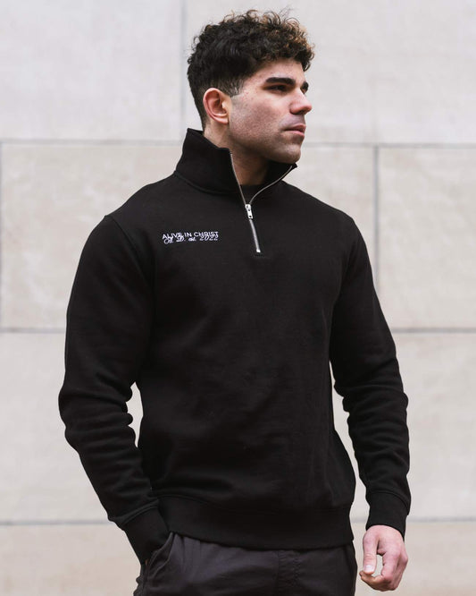 Alive In Christ Quarter Zip - Black