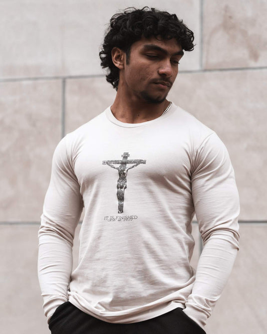 It Is Finished Long Sleeve Tee - Bone