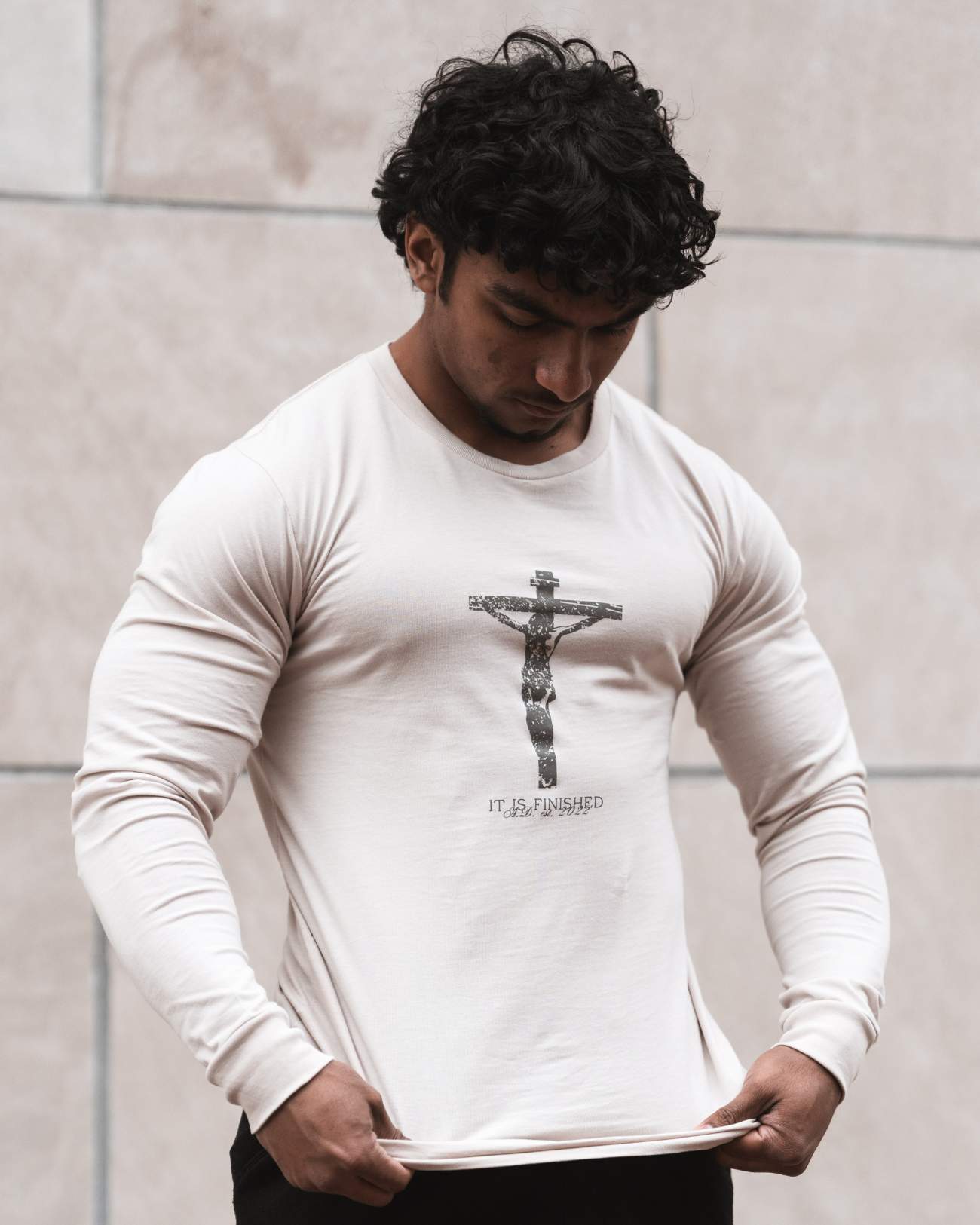 It Is Finished Long Sleeve Tee - Bone