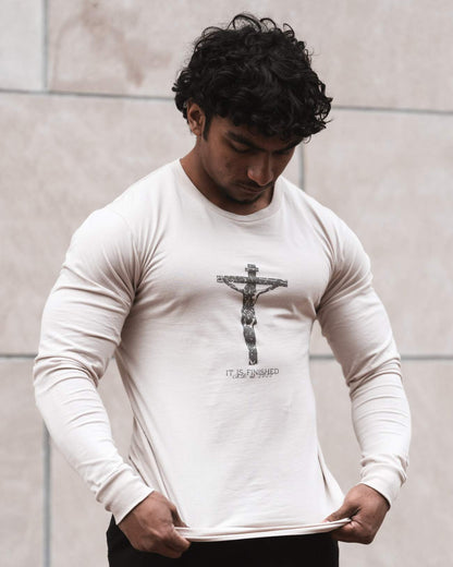 It Is Finished Long Sleeve Tee - Bone