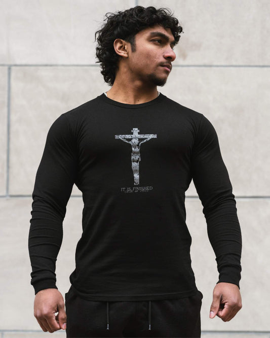 It Is Finished Long Sleeve Tee - Black