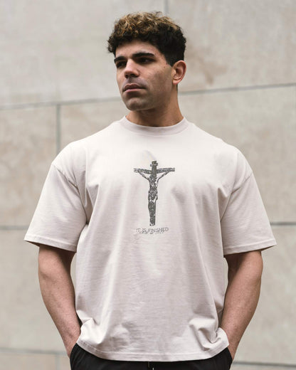 It Is Finished Oversized Tee - Bone