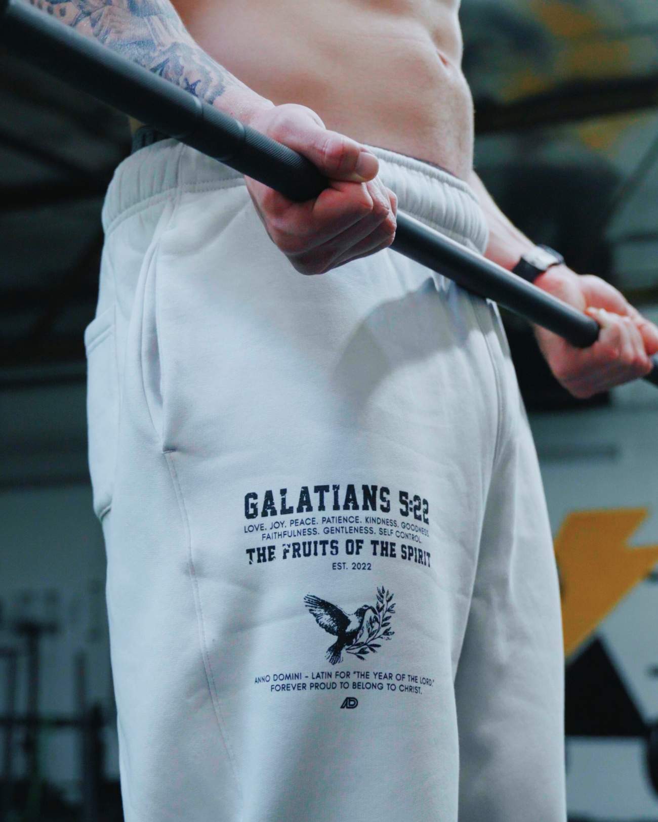 Galatians 5:22 Oversized Sweatpants - Bone