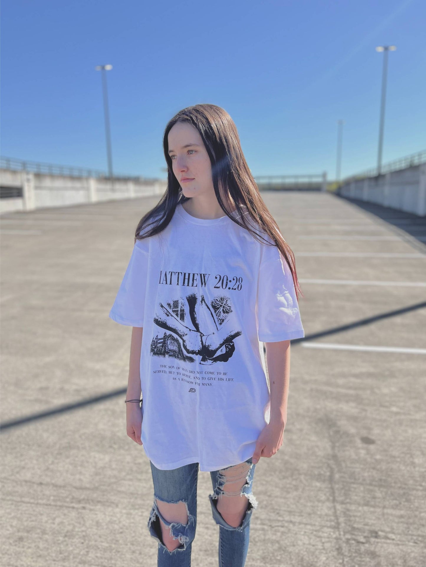 Matthew 20:28 Tee - White