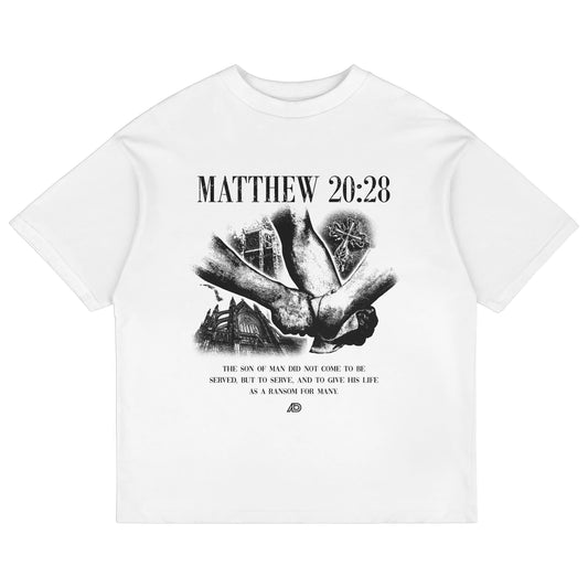 Matthew 20:28 Tee - White